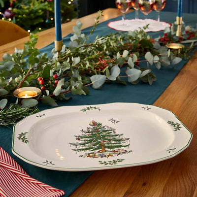 Spode Christmas Tree Sculpted 14 Inch Oval Platter