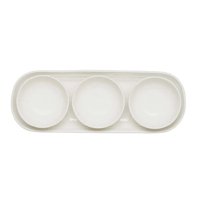 Portmeirion Sophie Conran White 3 Dip Bowl on Tray