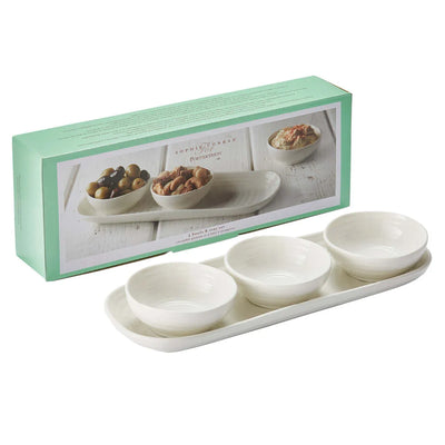 Portmeirion Sophie Conran White 3 Dip Bowl on Tray