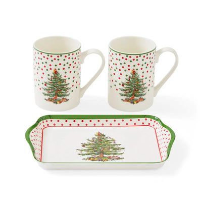 Spode Christmas Tree Polka Dot Mug & Tray Set
