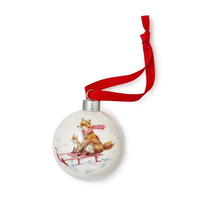 Royal Worcester Wrendale Designs Fox Sleigh Ride Christmas Tree Decoration