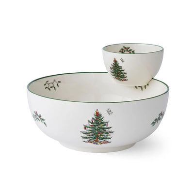 Spode Christmas Tree Tiered Chip & Dip Bowl