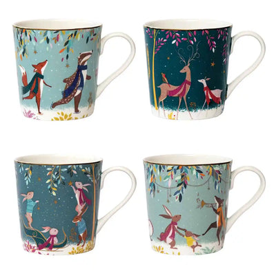 Portmeirion Sara Miller Woodland Tales Set of 4 Mugs
