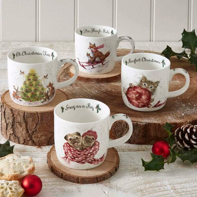 Royal Worcester Wrendale Designs Christmas Set of 4 Mugs