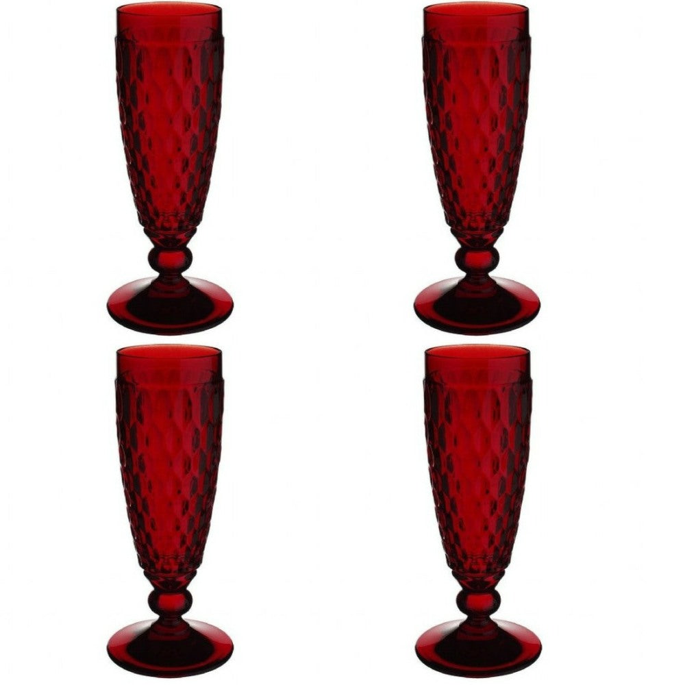 Villeroy and Boch Boston Coloured Champagne Flute Red Set of 4
