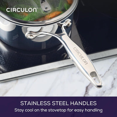 Circulon ScratchDefense 3 ply Clad  Non-Stick Straining Saucepan 20cm