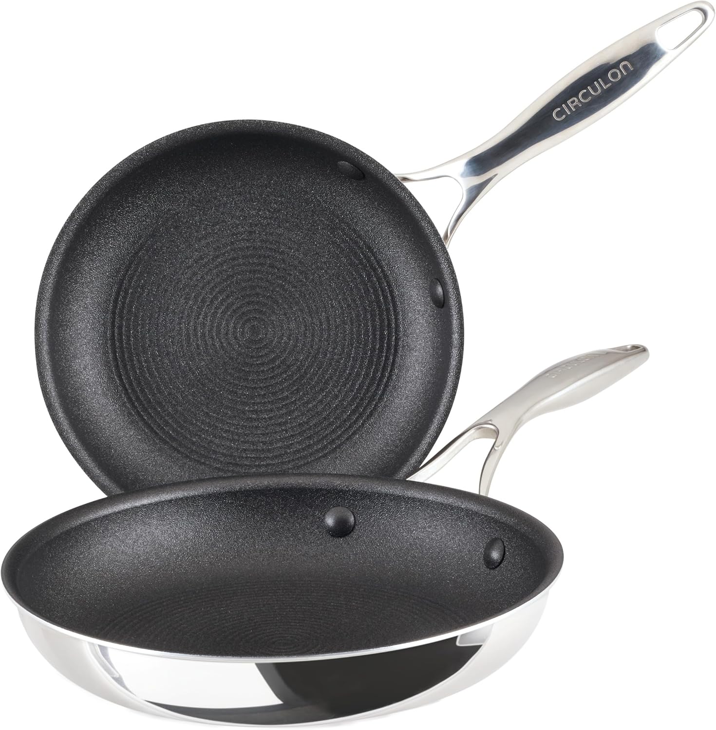 Circulon ScratchDefense 3 ply Clad  Stainless Steel Frying Pan Set Non Stick: 22cm x 25cm Non Stick