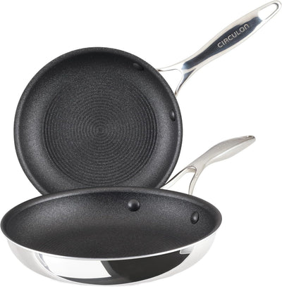 Circulon ScratchDefense 3 ply Clad  Stainless Steel Frying Pan Set Non Stick: 22cm x 25cm Non Stick