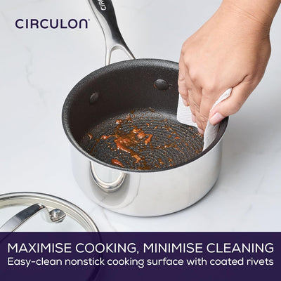 Circulon ScratchDefense 3 ply Clad  Non-Stick Straining Saucepan 20cm