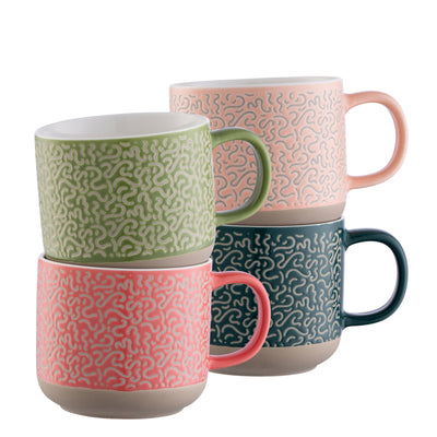 Belleek Living Squiggle Mugs Set of 4: 9423