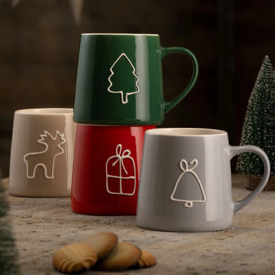 Belleek Living Christmas Doodles Mugs Set of 4
