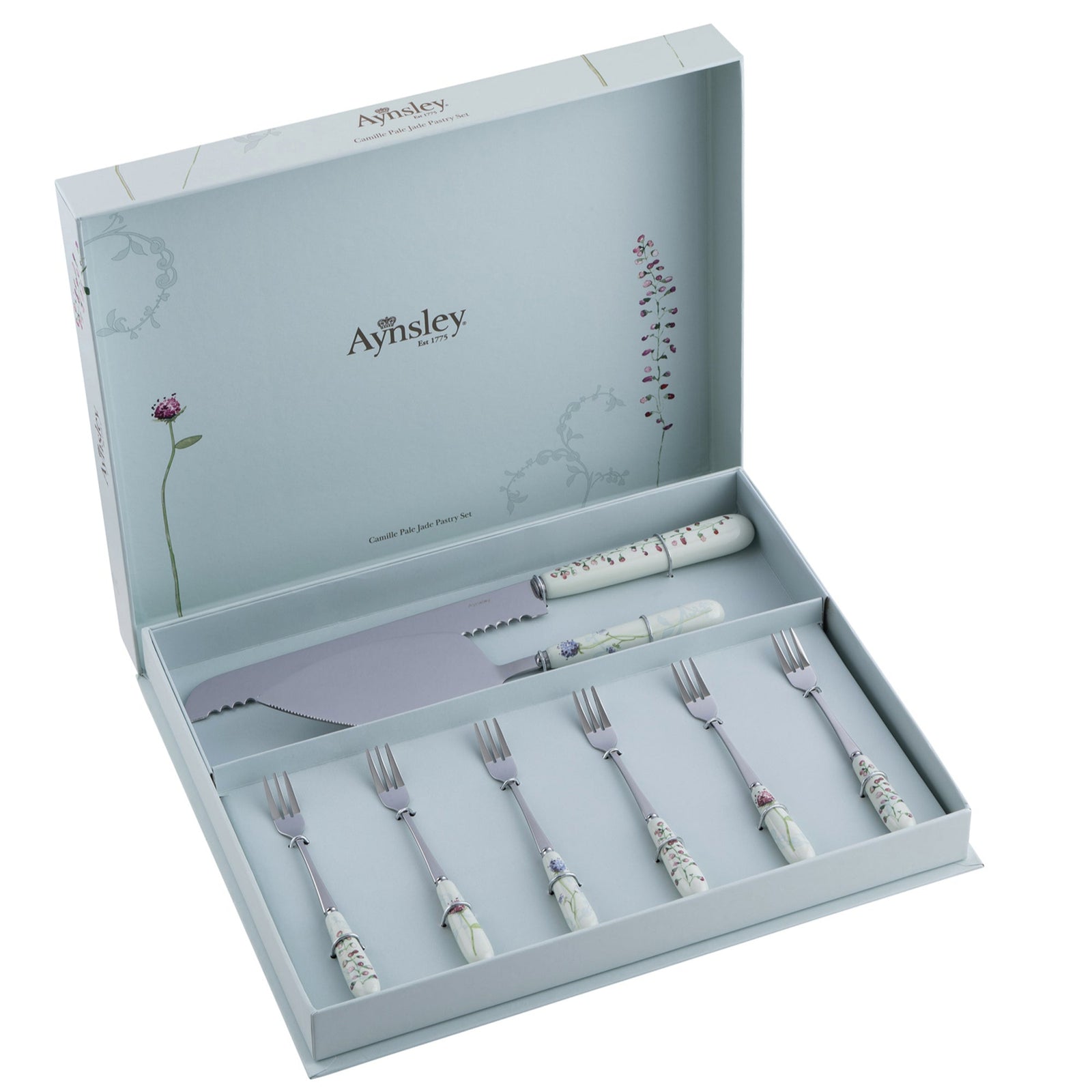 Aynsley Camille Pale Jade 8 Piece Pastry Set