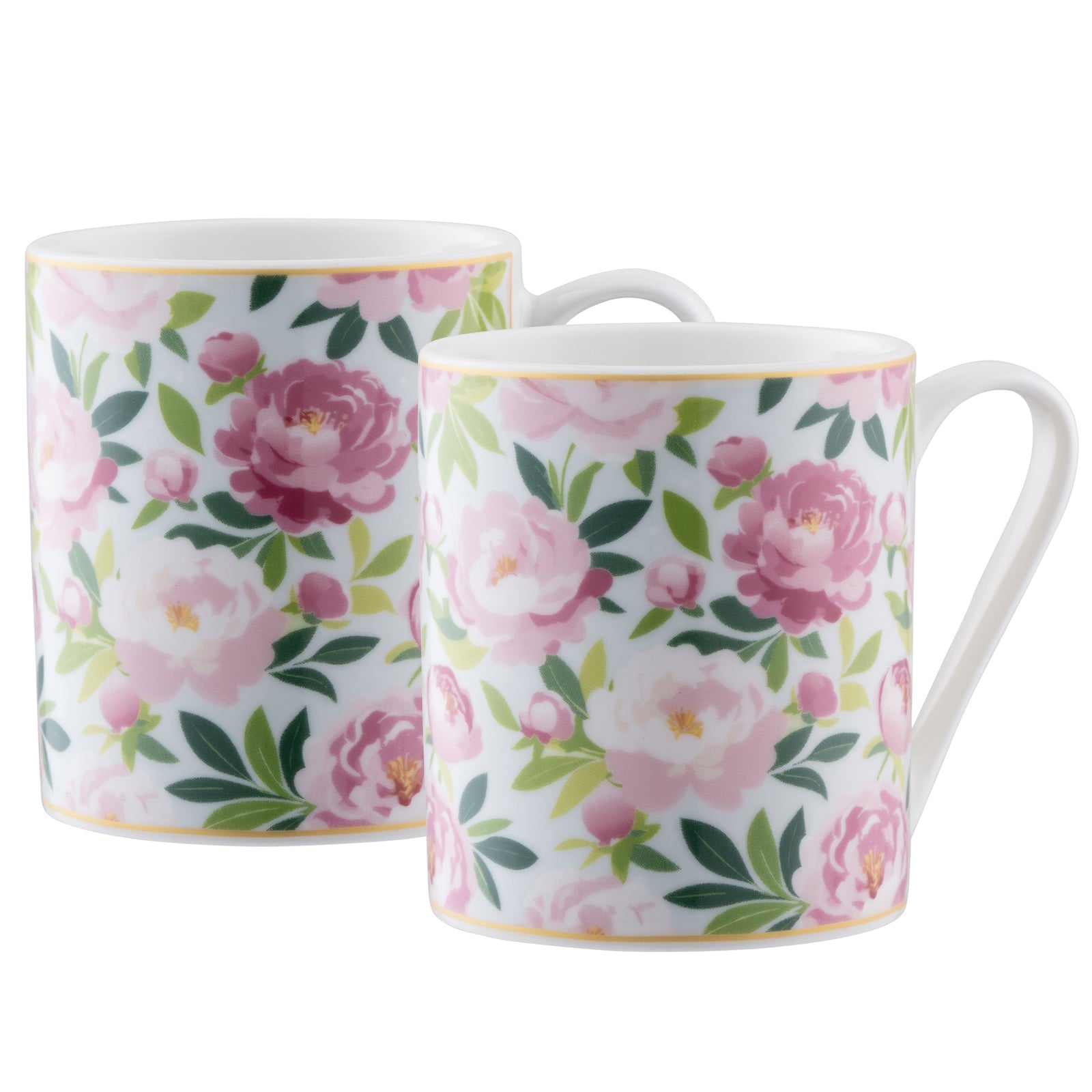 Aynsley Pink Peony Mugs Pair