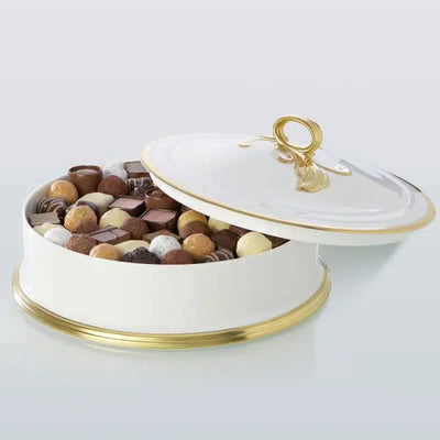 Royal Crown Derby Accentuate Gold Round Chocolate Box