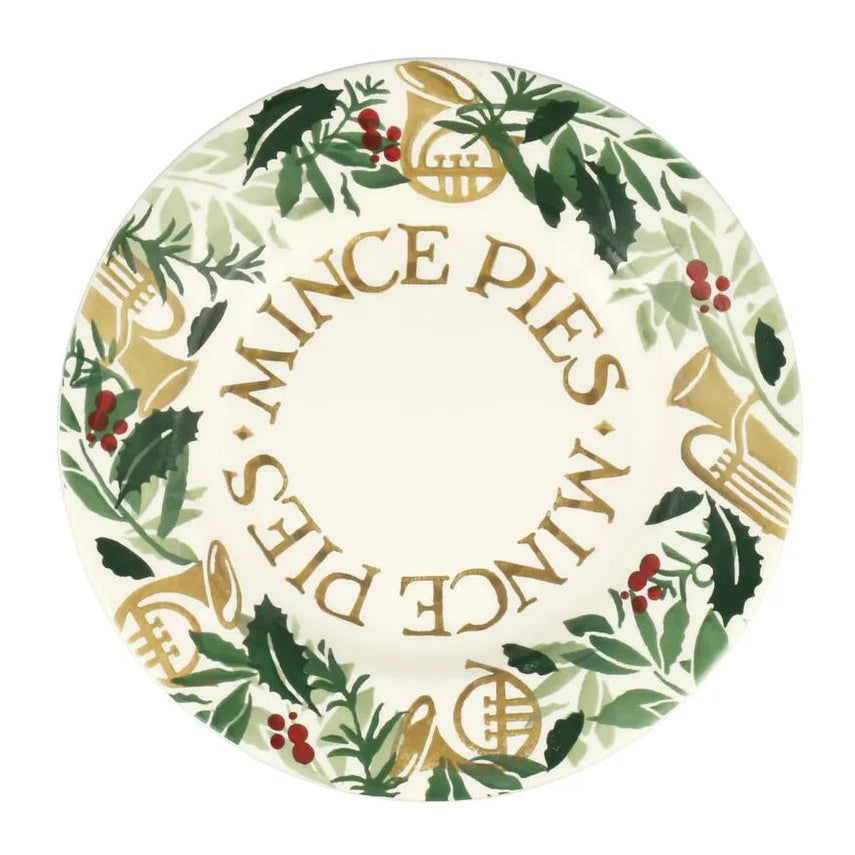 Emma Bridgewater Bring In The Green Mince Pies Medium Dinner Plate 8.5 Inch