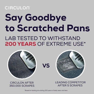 Circulon ScratchDefense 3 ply Clad 32cm Stainless Steel Non Stick Frying Pan + Glass Lid