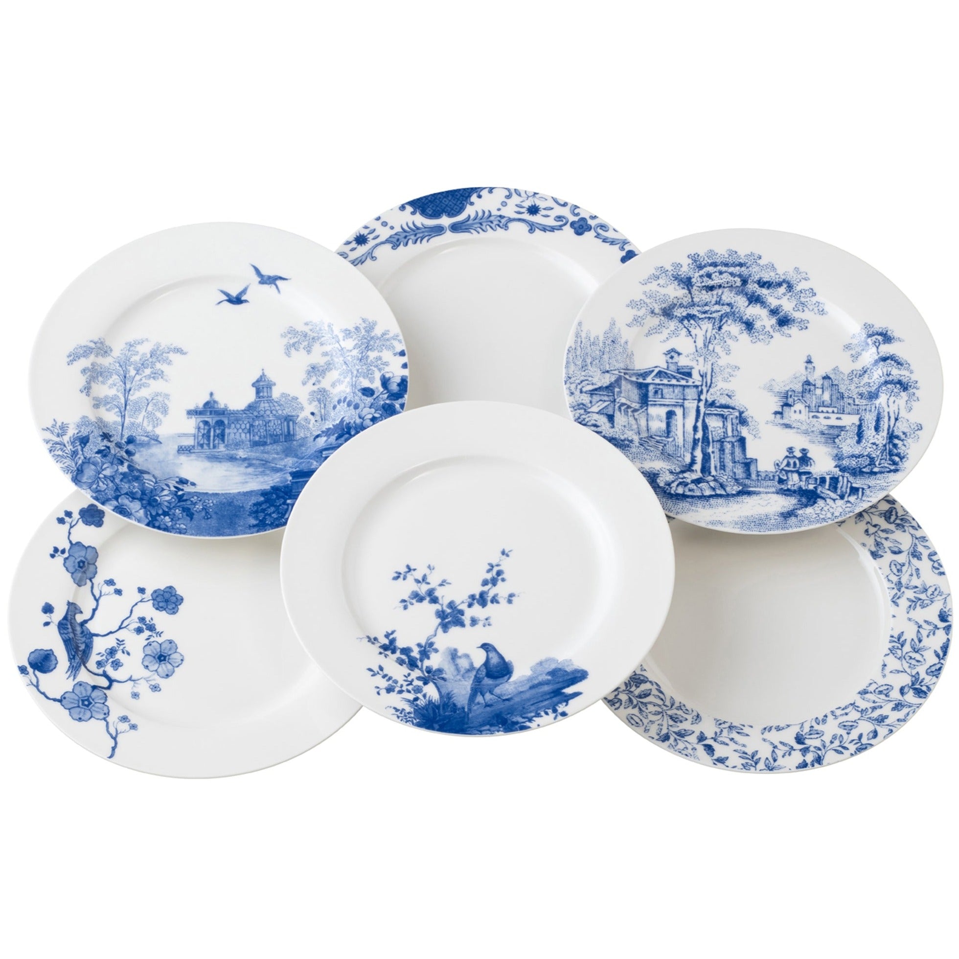Aynsley Archive Blue Teaplates Set of 6