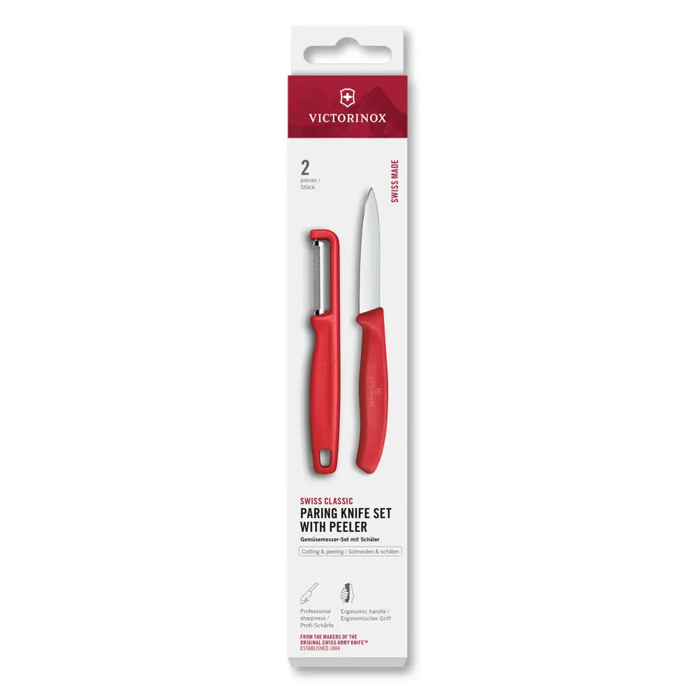 Victorinox Swiss Classic Paring Knife Set with I-Peeler Red