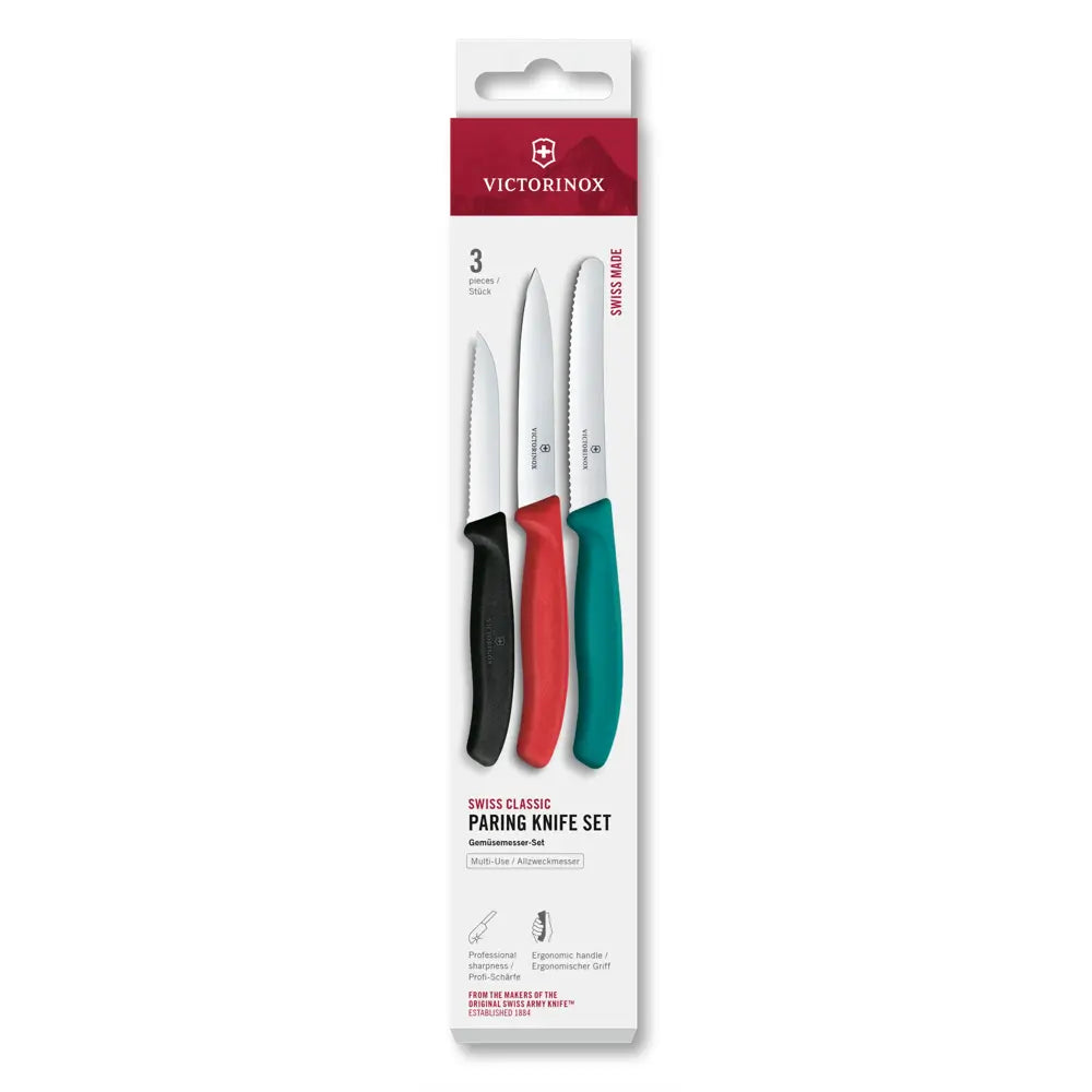 Victorinox Swiss Classic 3 Piece Paring Knife Set, Multicolour