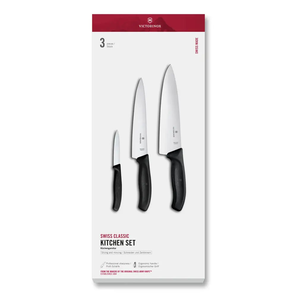 Victorinox Swiss Classic 3 Piece Kitchen Knife Set Black