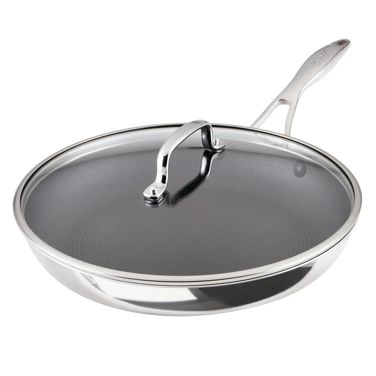 Circulon ScratchDefense 3 ply Clad 32cm Stainless Steel Non Stick Frying Pan + Glass Lid