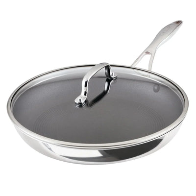 Circulon ScratchDefense 3 ply Clad 32cm Stainless Steel Non Stick Frying Pan + Glass Lid