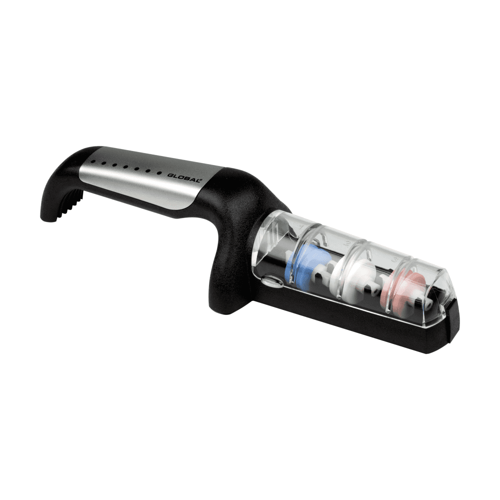 Global Global Silver & Black 3 Wheel Ceramic Water Sharpener: G-913/SB