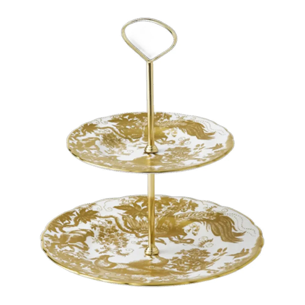 Royal Crown Derby Gold Avesbury 2 Tier Cake Stand