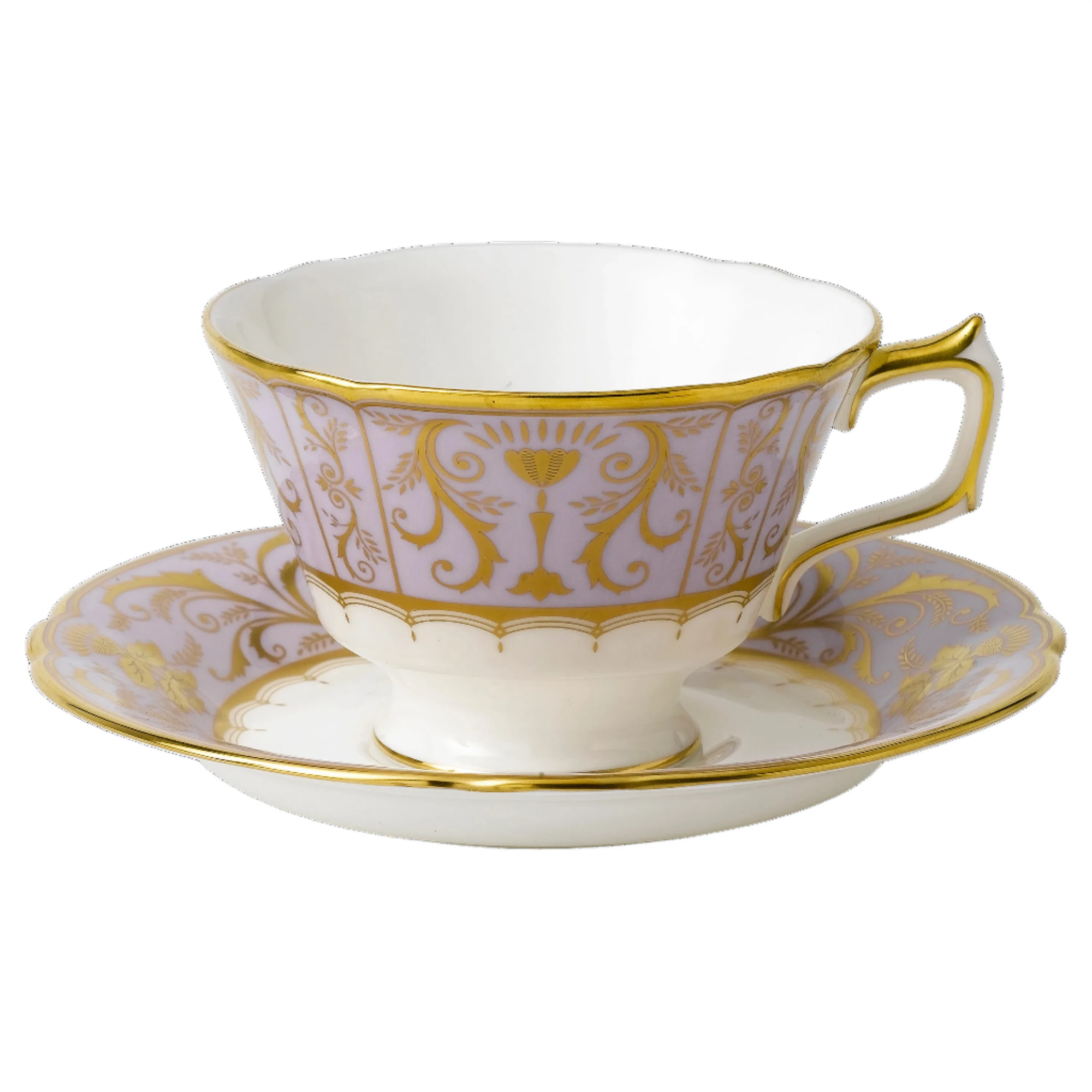 Royal Crown Derby Harlequin Lavender Tea Cup and Saucer (Boxed)