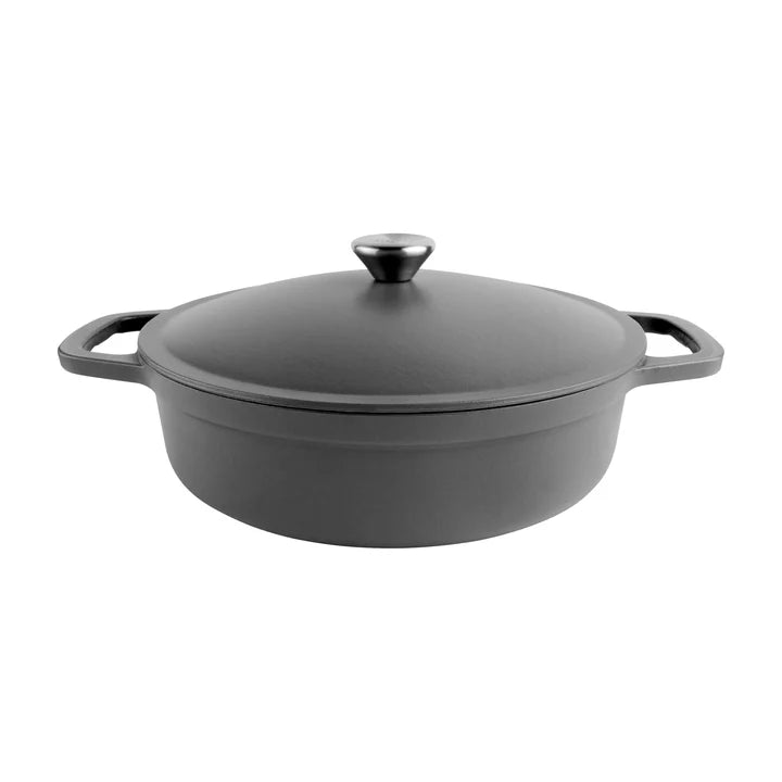 Grunwerg Commichef Lightweight Cast Iron Shallow Casserole 28cm Furnace Black