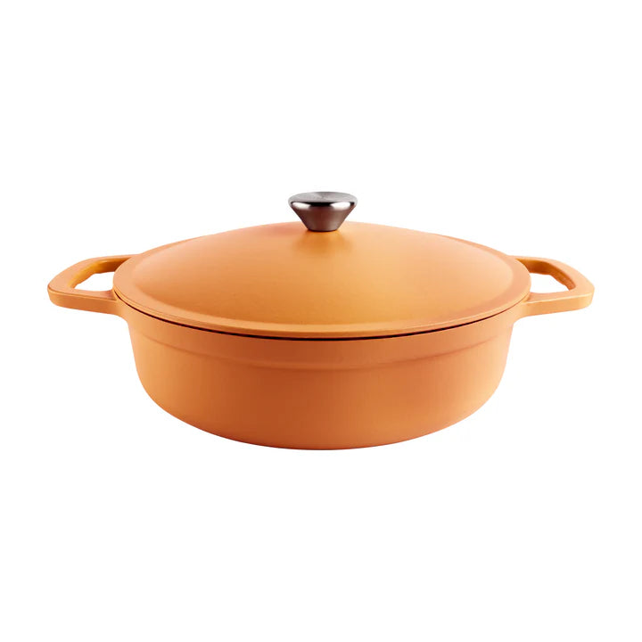 Grunwerg Commichef Lightweight Cast Iron Shallow Casserole 28cm Terracotta Orange