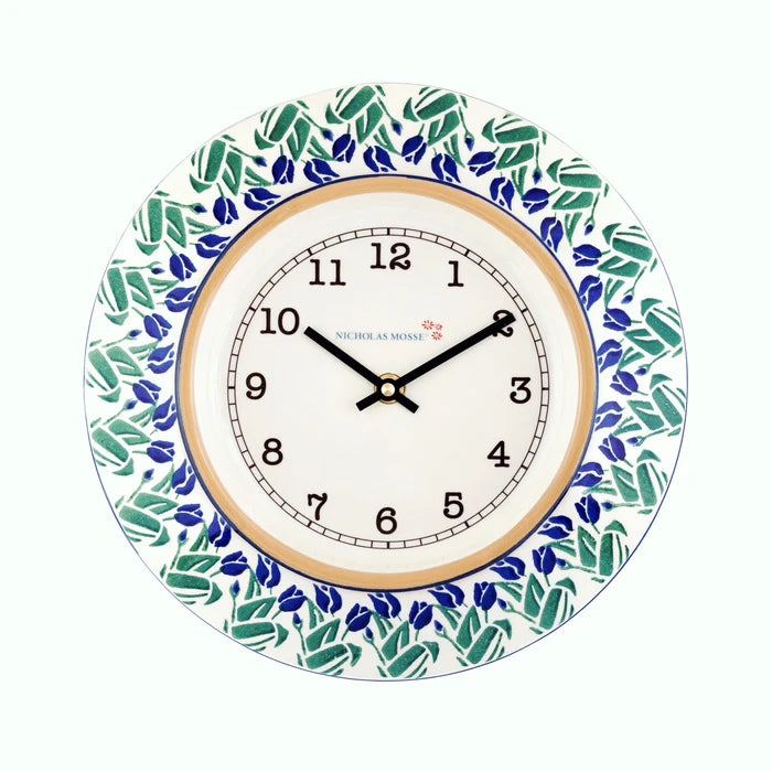 Nicholas Mosse Blue Blooms - Large Wall Clock