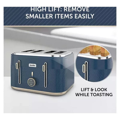 Breville Obliq 4-Slice Toaster - Navy & Gold: VTT996