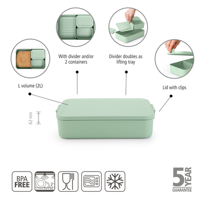 Brabantia Make & Take Lunch Box Bento, Large - Jade Green