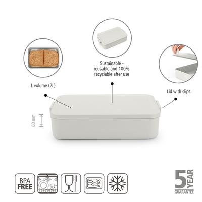 Brabantia Make & Take Lunch Box, Large - Light Grey