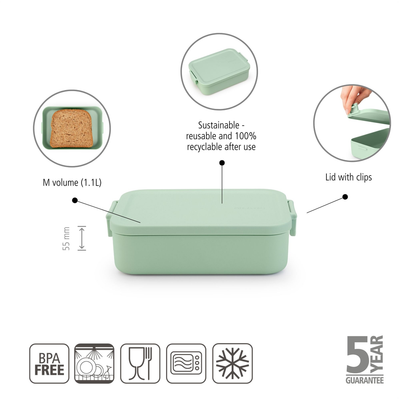 Brabantia Make & Take Lunch Box, Medium - Jade Green