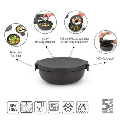 Brabantia Make & Take Salad Bowl, Dark Grey