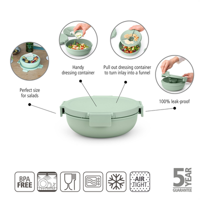 Brabantia Make & Take Salad Bowl, Jade Green