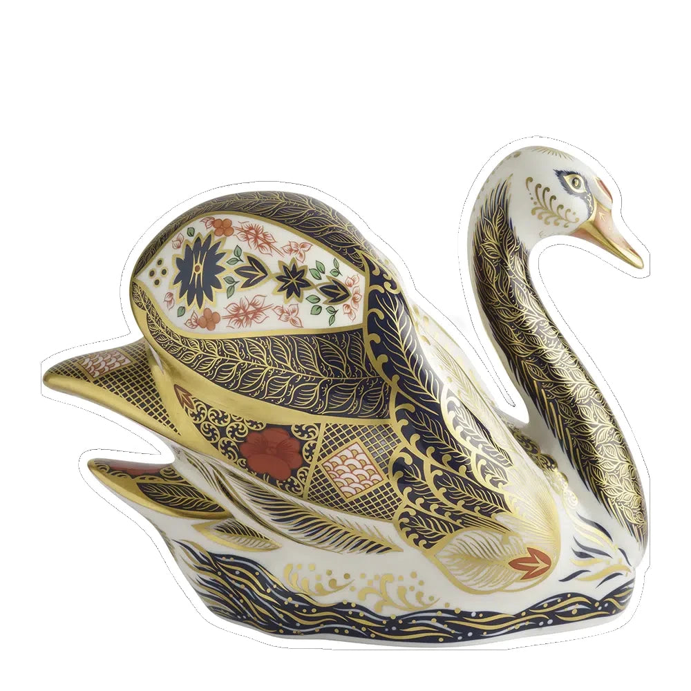 Royal Crown Derby Old Imari Solid Gold Band Swan