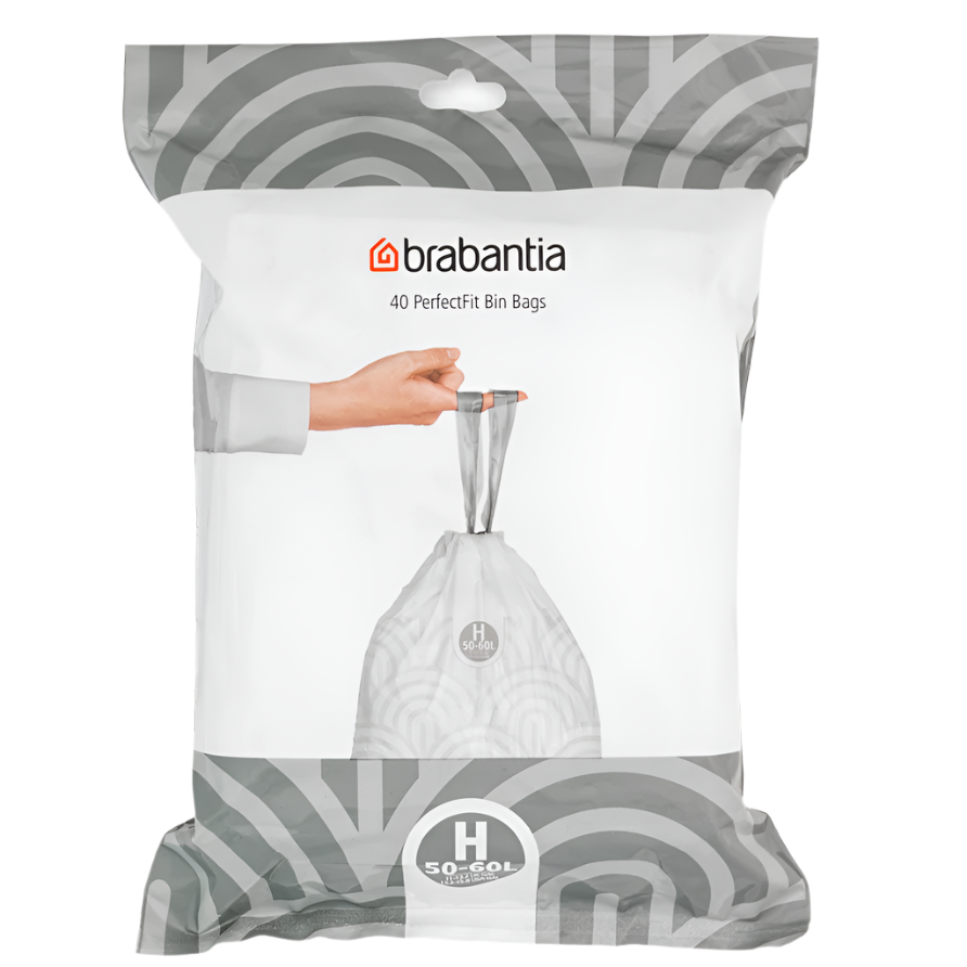 Brabantia PerfectFit Bags For newIcon, Code H (50 -60 litre), Dispenser Pack with 40 bags