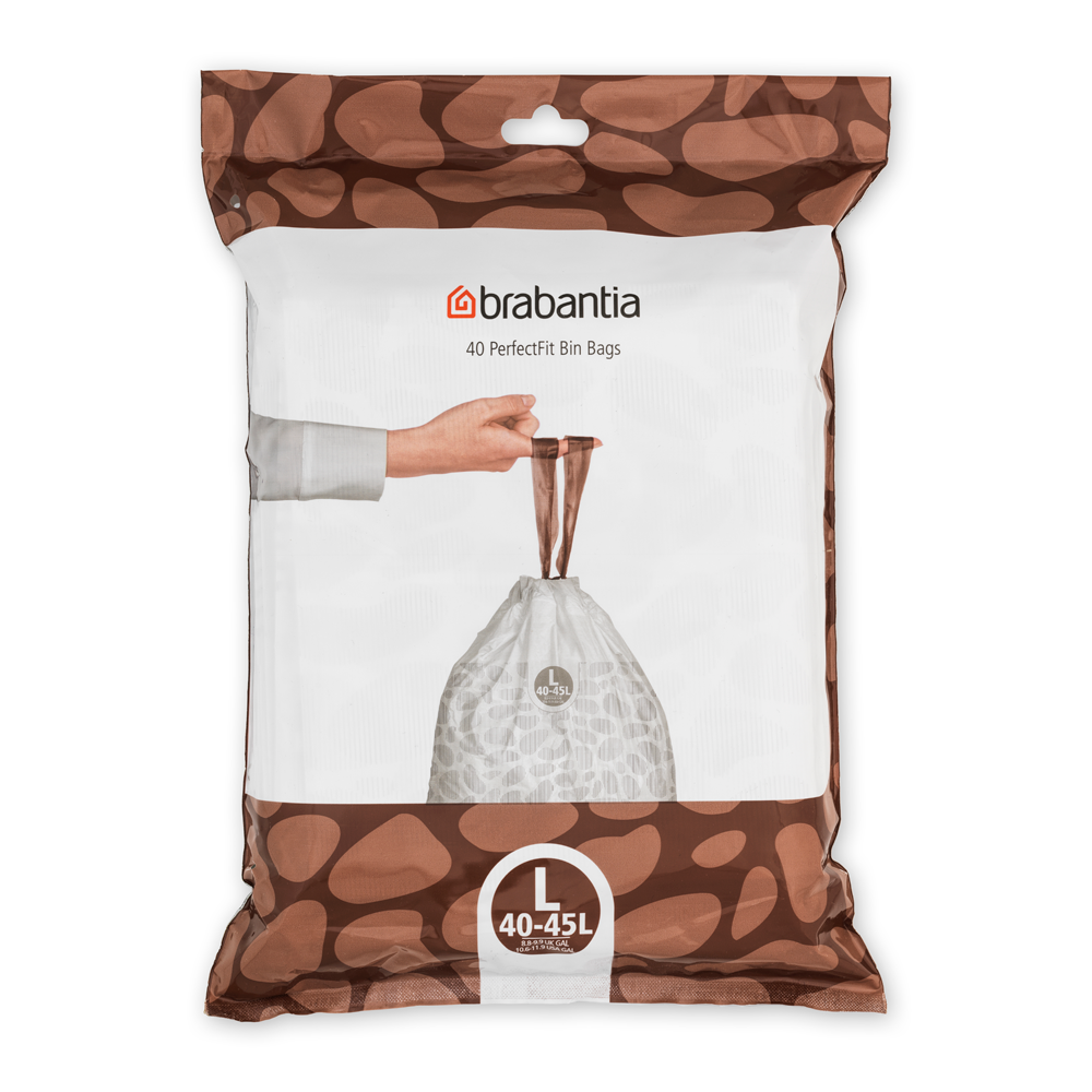 Brabantia PerfectFit Bags For newIcon, Code L (45 litre), Dispenser Pack with 40 bags
