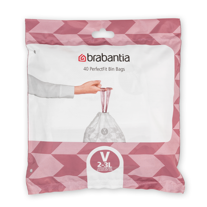 Brabantia PerfectFit Bags For newIcon, Code V (3 litre), Dispenser Pack with 40 bags