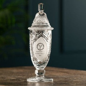 Galway Crystal 10 Inch Footed Sports Trophy & Lid - Engraved: GM1120E