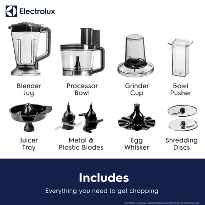 Electrolux 1000W Multi Food Processor & Blender: SDA2838ELGRY