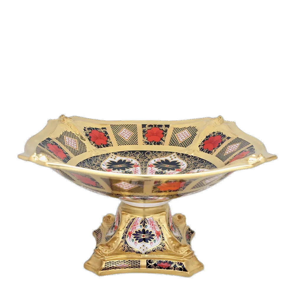 Royal Crown Derby Old Imari Solid Gold Band Dolphin Centre Piece
