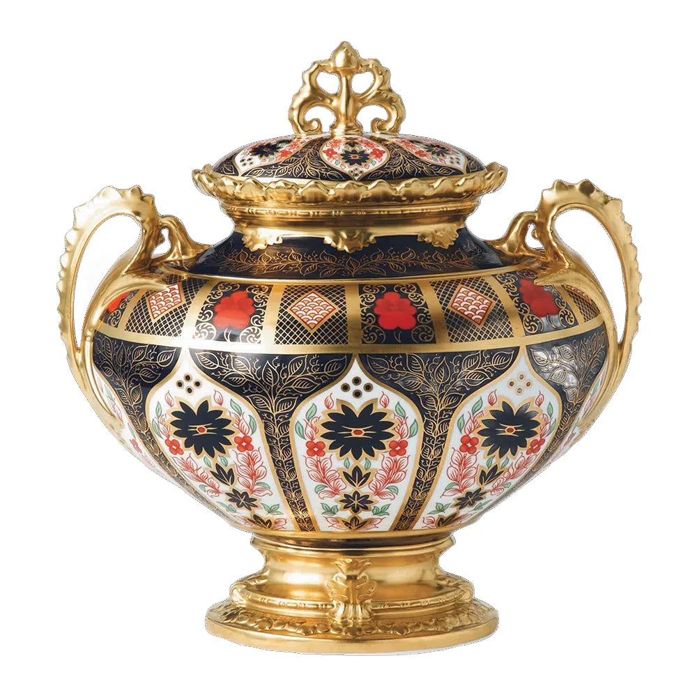 Royal Crown Derby Old Imari Solid Gold Band Litherland Vase
