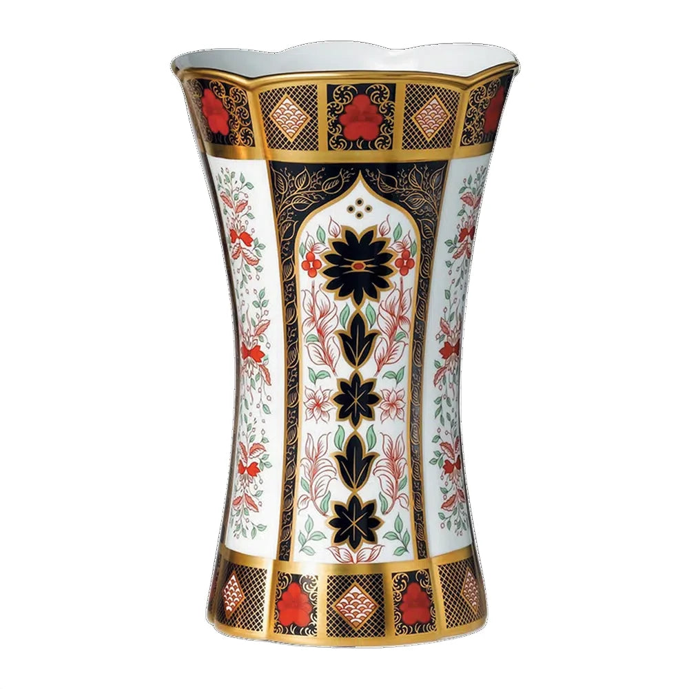 Royal Crown Derby Old Imari Solid Gold Band Large Column Vase
