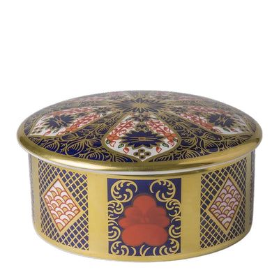 Royal Crown Derby Old Imari Solid Gold Band Round Box 10cm