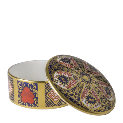 Royal Crown Derby Old Imari Solid Gold Band Round Box 10cm