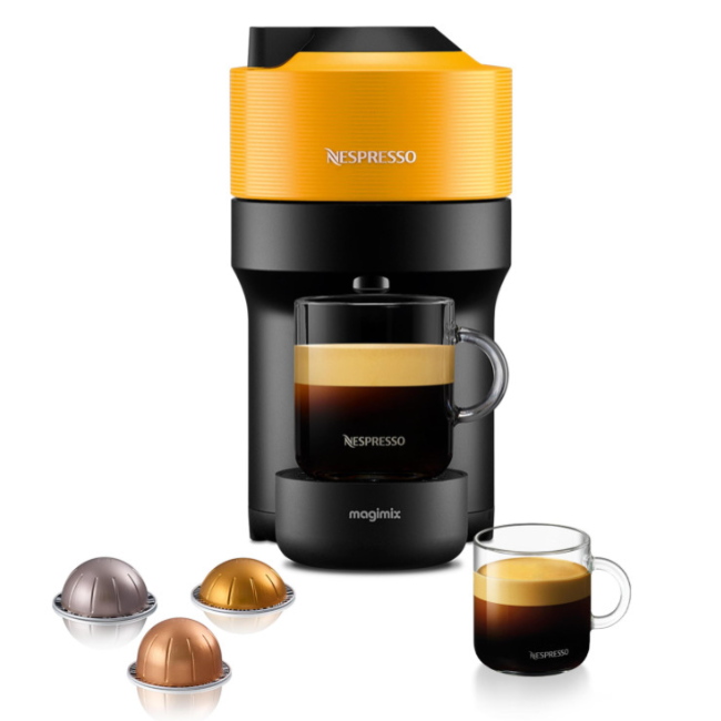 Magimix Nespresso Vertuo Pop Coffee Machine - Mango Yellow Magimix Nespresso Vertuo Pop Coffee Machine - Mango Yellow